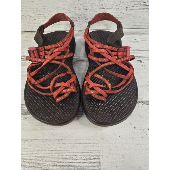 Chaco Shoes - Chaco Z/Cloud 2 Womens 7 Red Orange Double Strap Toe Loop Sport Sandals J106594
